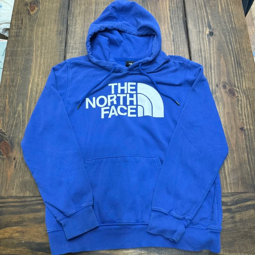 The North Face Mens‎ Hoodie Blue Logo Pullover Size L